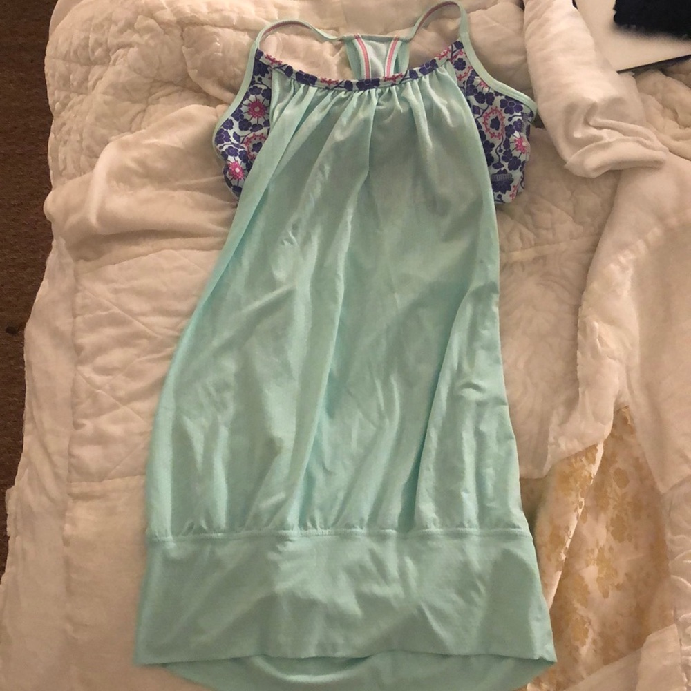 Blue floral lululemon no limits tank